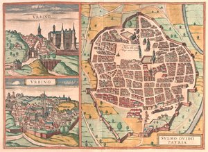 ウルビーノ - イタリア、スルモーナ - ゲオルク・ブラウン作「Civitates Orbis Terrarum」ケルン1617年所収 作： Georg Braun