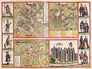 ヨーク、シュルーズベリー、ランカスター、リッチモンド（イングランド）-ゲオルク・ブラウン著「Civitates Orbis Terrarum」ケルン1617年所収 作： Georg Braun
