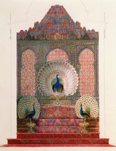 ルートヴィヒ2世のリンダーホーフ城にあるムーア人の回廊の孔雀の玉座のデザイン 作： Georg Carl Heinrich Dollmann
