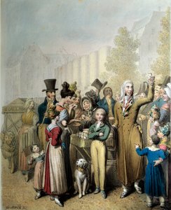 マドレーヌ大通り、チャラ男 ジョージ・エマニュエル・オピッツ（1775-1841）によるリトグラフ 1831年 パリカルナヴァレ博物館 作： Georg Emanuel Opitz