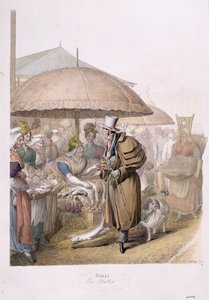 レアールの市場、1831年（紙にトイレ） 作： Georg Emanuel Opitz