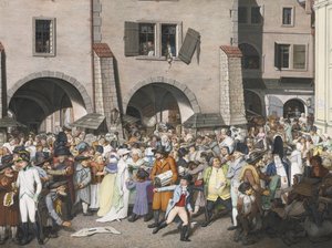 賑やかなマーケットプレイス、プラハ、1804 作： Georg Emanuel Opiz