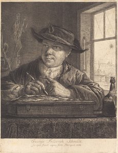 窓に蜘蛛がいる自画像 作： Georg Friedrich Schmidt