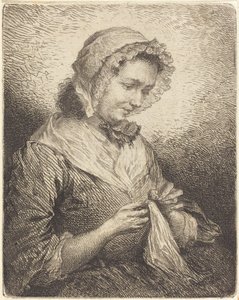 芸術家の妻の裁縫 作： Georg Friedrich Schmidt
