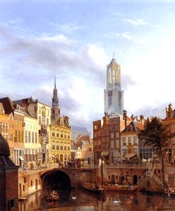 ユトレヒト、オーデグラハト、1827年油彩、カンヴァス 作： Georg Gillis van Haanen