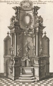 記念祭壇のデザイン、「別の新しい目録...」のプレート c、1750 年から 1756 年に印刷。 作： Georg Gottfried Winckler