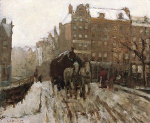 Paleisstraat、アムステルダム、c.1895-1900でシンゲル運河に架かる橋