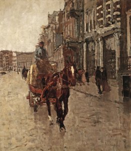 Rokin Westzijde：アムステルダムのRokinを走る馬車 作： Georg Hendrik Breitner