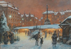 クリスマスマーケット、1922年。 作： Georg Janny