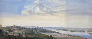1793年の包囲後のマインツの眺め。1793年 作： Georg Melchior Kraus