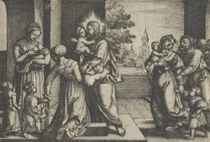 キリストと子供たち。 作： Georg Pencz
