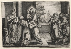 小さな子供たちとキリスト 作： Georg Pencz