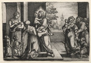 小さな子供を持つキリストc。 1548。 作： Georg Pencz