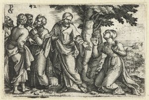 キリストは血の問題を抱えた女性を癒す キリストの生涯（シリーズタイトル） 作： Georg Pencz