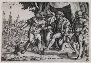 クロエリアとエトルリアの王ポルセンナ、1536-37年頃（エングレーヴィング） 作： ジョージ・ペンツ