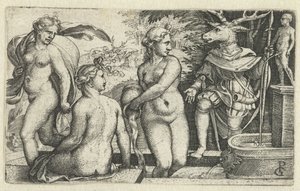 ダイアナは罰としてアクテオンをシカに変える 作： Georg Pencz