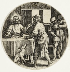 The Seven Acts of Mercy より、飢えた人々に食事を与える 作： Georg Pencz