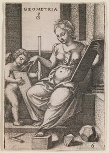 1541年頃のエングレーヴィング、"The Liberal Arts "シリーズより "Geometria 作： ジョージ・ペンツ