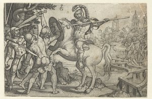 テヴェレ川に架かる橋を守るホレス・コクレス 初期ローマ史の物語 (シリーズ タイトル) 作： Georg Pencz