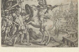 テヴェレ川に架かる橋を守るホレス・コクレス 初期ローマ史の物語 (シリーズ タイトル) 作： Georg Pencz