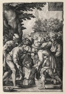 ジョセフは井戸に下がった、1546。 作： Georg Pencz