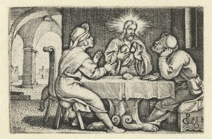 エマオでの食事 キリストの生涯（シリーズタイトル） 作： Georg Pencz