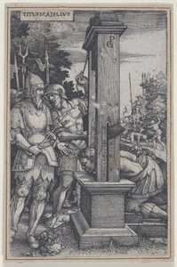 タイタス・マンリウス、ローマの英雄、1535年。 作： Georg Pencz