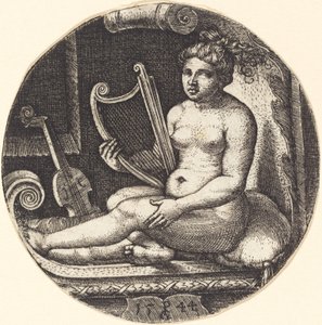 ハープを持つ女性 作： Georg Pencz