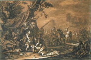 戦闘後の負傷者の搬送 作： Georg Philipp I (after) Rugendas