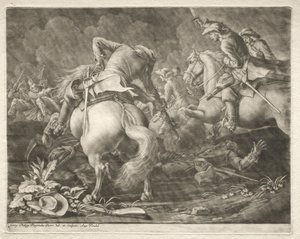 プロイセンとハンガリーの軽騎兵の間の小競り合い 作： Georg Philipp I Rugendas