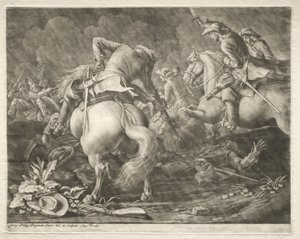 プロイセンとハンガリーのフザール間の小競り合い。 作： Georg Philipp I Rugendas