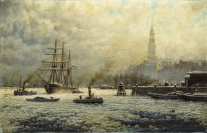 ハンブルク港、1893 作： Georg Schmitz