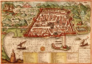 アルジェリア、アルジェ 作： Georg and Hogenberg Franz (1535 90) Braun