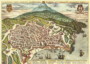 カターニア, シチリア島, イタリア 作： Georg and Hogenberg Franz (1535 90) Braun