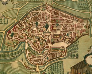 ゲオルグ・ブラウンの「Civitates Orbis Terrarum」よりファブリアーノ。 作： Georg Braun and Hogenberg Franz