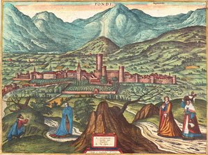 イタリア、フォンディ 作： Georg and Hogenberg Franz (1535 90) Braun