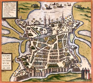 フランス、ラ・ロシェル 作： Georg and Hogenberg Franz (1535 90) Braun