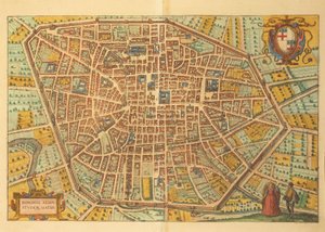ゲオルグ・ブラウンの「Civitates Orbis Terrarum」によるボローニャの地図 作： Georg Braun and Hogenberg Franz