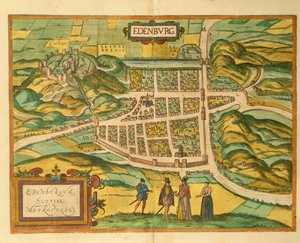 ジョージ・ブラウンの「Civitates Orbis Terrarum」によるエジンバラの地図 作： Georg Braun and Hogenberg Franz