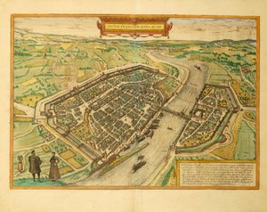 ゲオルグ・ブラウンの「Civitates Orbis Terrarum」よりフランクフルトの地図 作： Georg Braun and Hogenberg Franz