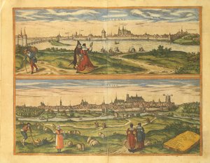 オルレアンとブールジュの地図（Georg Braun著『Civitates Orbis Terrarum』より 作： Georg Braun and Hogenberg Franz