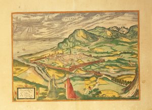 ゲオルグ・ブラウンの「Civitates Orbis Terrarum」によるペサロの地図 作： Georg Braun and Hogenberg Franz