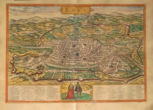 ゲオルグ・ブラウンの「Civitates Orbis Terrarum」よりローマの地図 作： Georg Braun and Hogenberg Franz