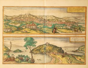 サン・セバスチャンとブルゴスの地図（ゲオルグ・ブラウン著『Civitates Orbis Terrarum』より