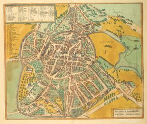 ゲオルク・ブラウンの「Civitates Orbis Terrarum」によるヴィチェンツァの地図 作： Georg Braun and Hogenberg Franz