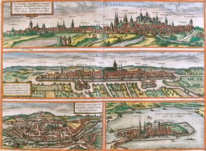 ニュルンベルク、ウルム、ザルツブルク、リンダウ、ドイツ、オーストリア 作： Georg and Hogenberg Franz (1535 90) Braun