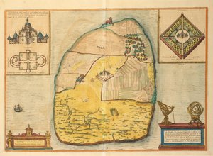 ゲオルグ・ブラウンの「Civitates Orbis Terrarum」より「ウラニエンボーグ」。 作： Georg Braun and Hogenberg Franz
