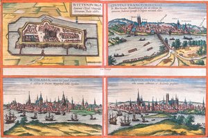ヴィッテンベルク、フランクフルト、ヴィスマール、ロストック（ドイツ 作： Georg and Hogenberg Franz (1535 90) Braun