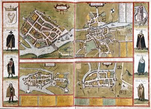 アイルランド、ゴールウェイ、ダブリン、リムリック、コーク（彫刻 作： Georg Braun and Hogenberg Franz