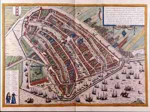 アムステルダムの地図。BraunとHogenbergのアトラス。アムステルダム 1588